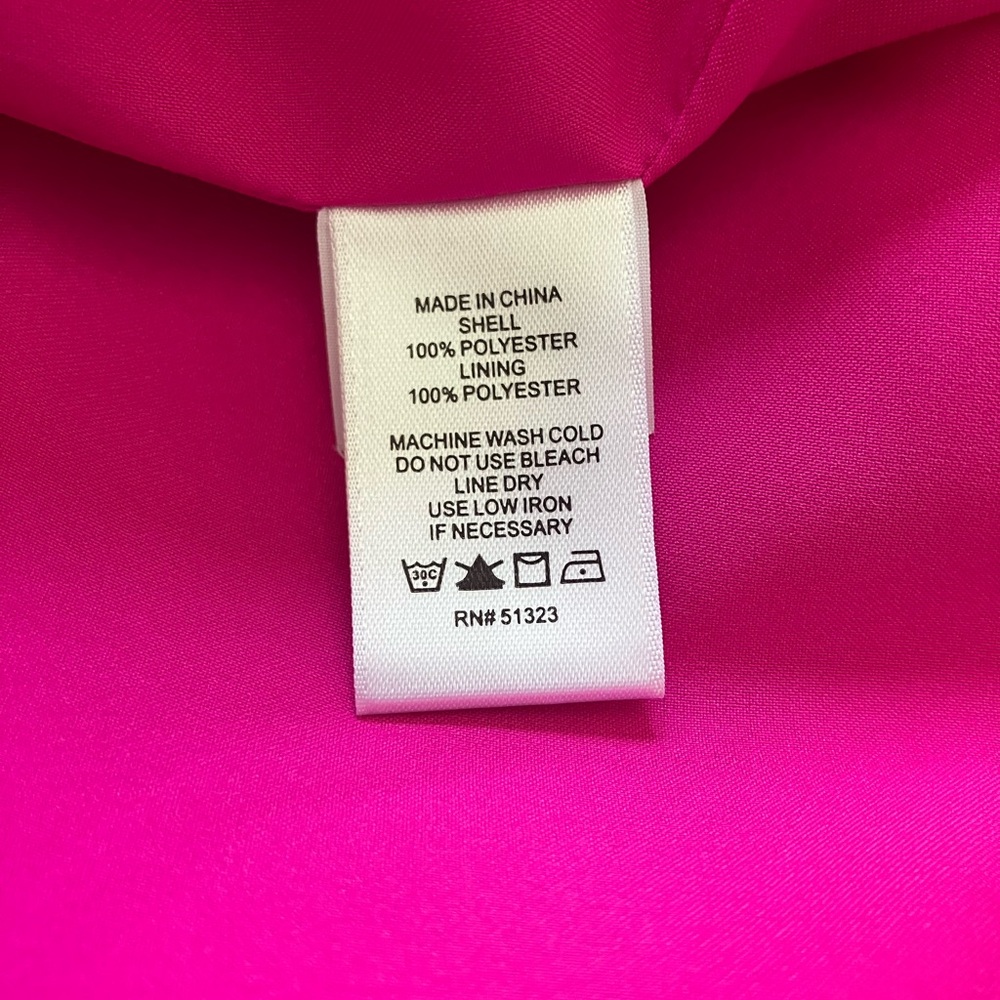 CeCe Hot Pink Shift Dress ¾ Sleeve Tie Round Neck Knee Length Size 10 - Picture 14 of 14